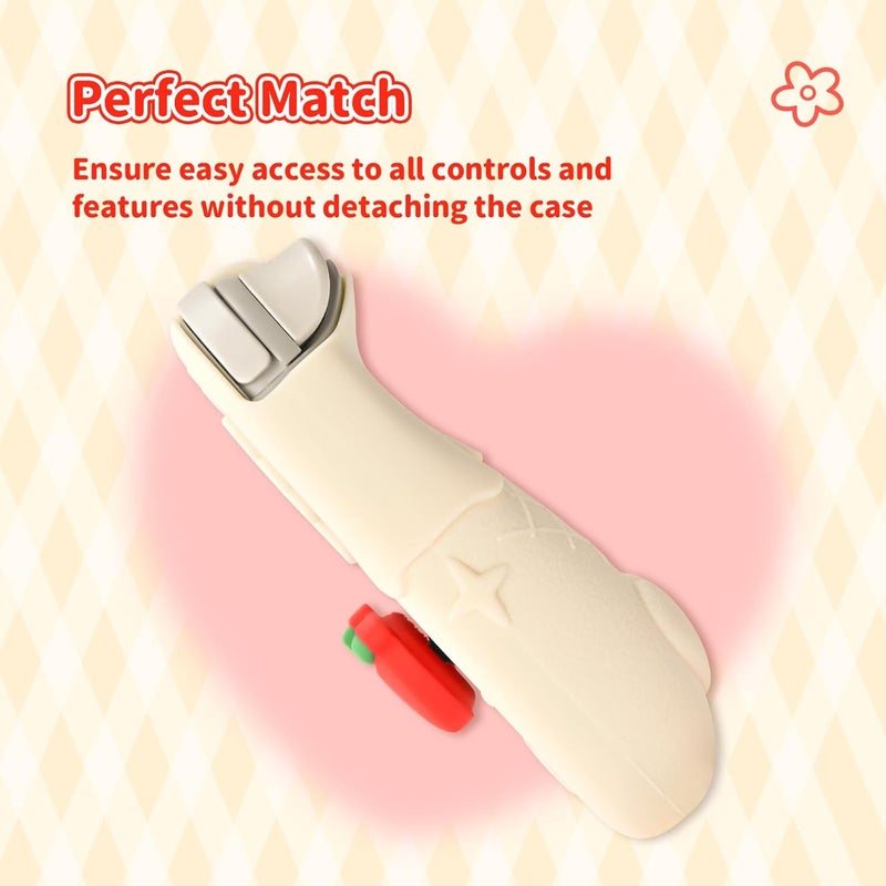 Kuitmor Switch Lite Protective Case,Soft Silicone Protective Cover Case,Anti-Scratch Protector for Switch Lite with 2 Thumb Grip Caps - HLK Off White | Soft Silicone, for Switch Lite, Off White - Image 4